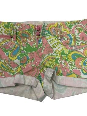 Lilly Pulitzer Women's Pink Green Paisley Print Cotton Shorts